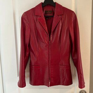 Danier Red Leather Blazer – Made in Canada (Size P / XS-S)